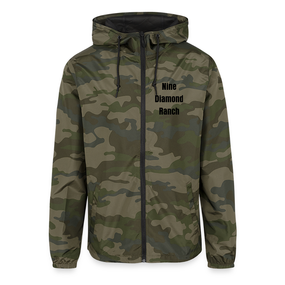 U- Nine Diamond Ranch Unisex Lightweight Windbreaker Jacket - green camo