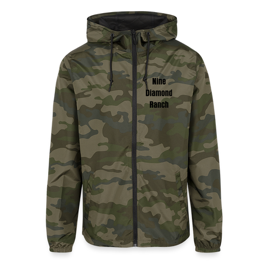 U- Nine Diamond Ranch Unisex Lightweight Windbreaker Jacket - green camo