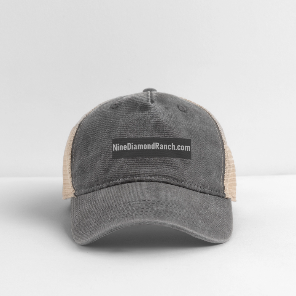 Hat, Nine Diamond Ranch Pigment Dyed Trucker Hat - washed black/beige