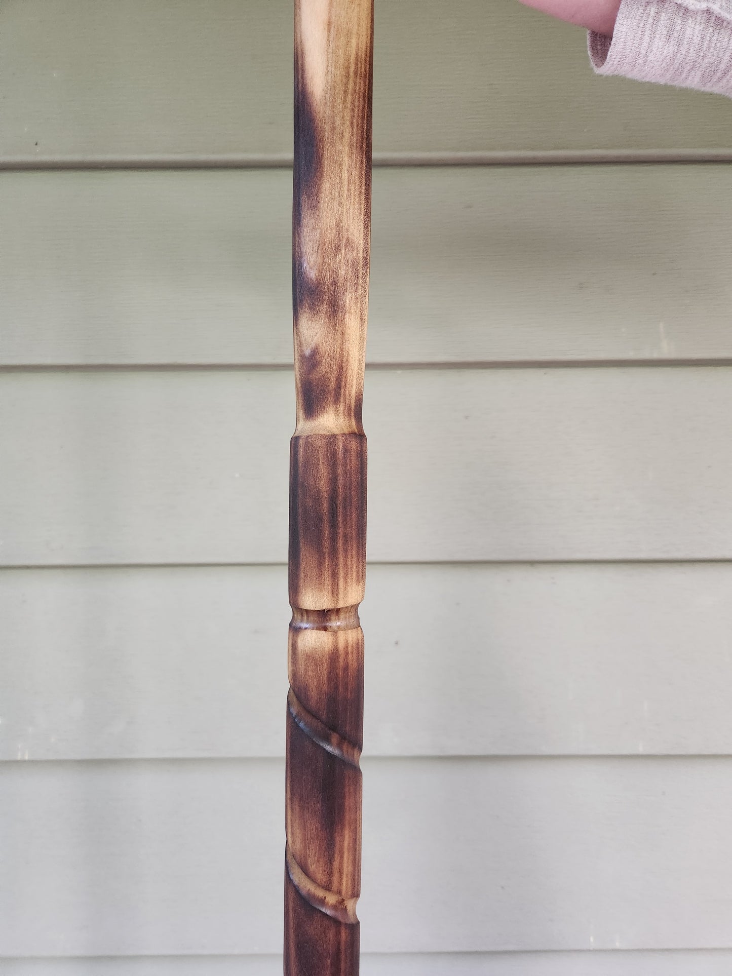 Hiking Stick Spiral Design Shou Sugi Ban and Tung oil