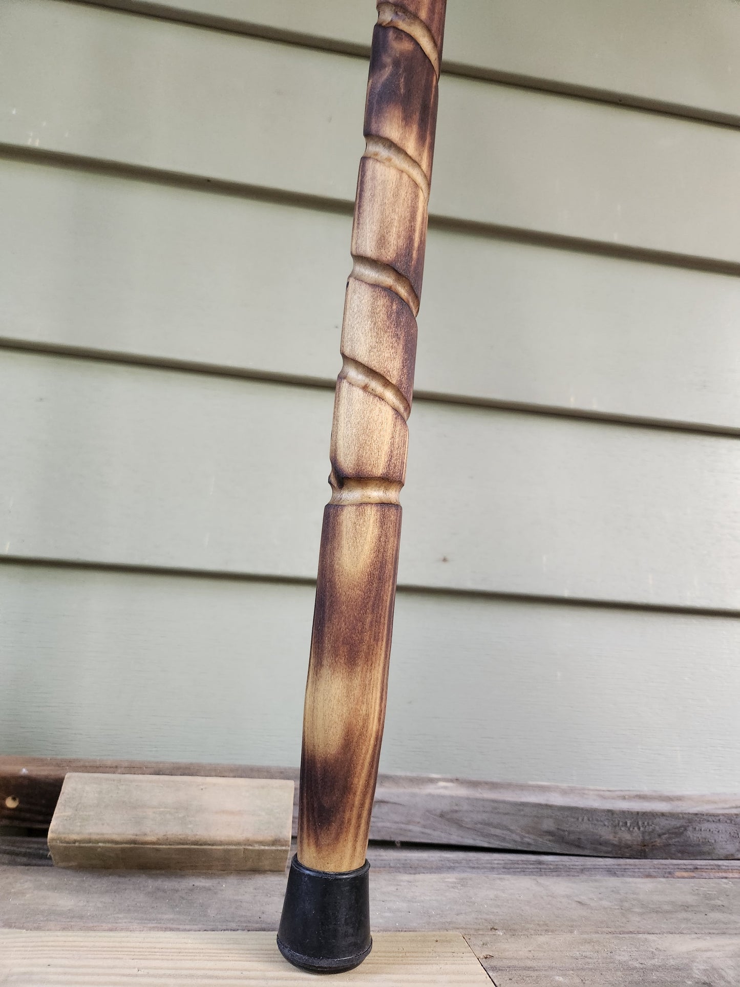 Hiking Stick Spiral Design Shou Sugi Ban and Tung oil