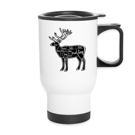 Travel Mug 14oz, Hunting Club Elk Cuts - white