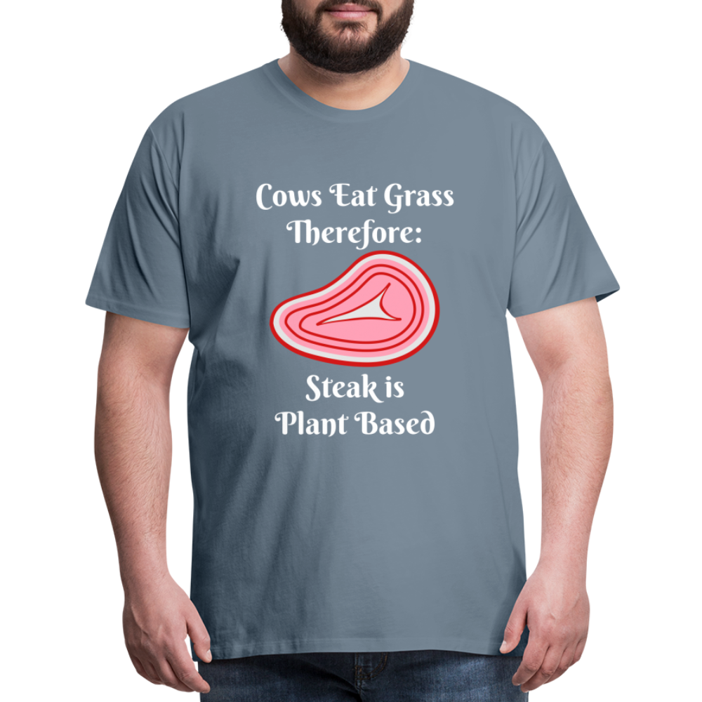 Men's Cows Eat Grass Therefore - steel blue