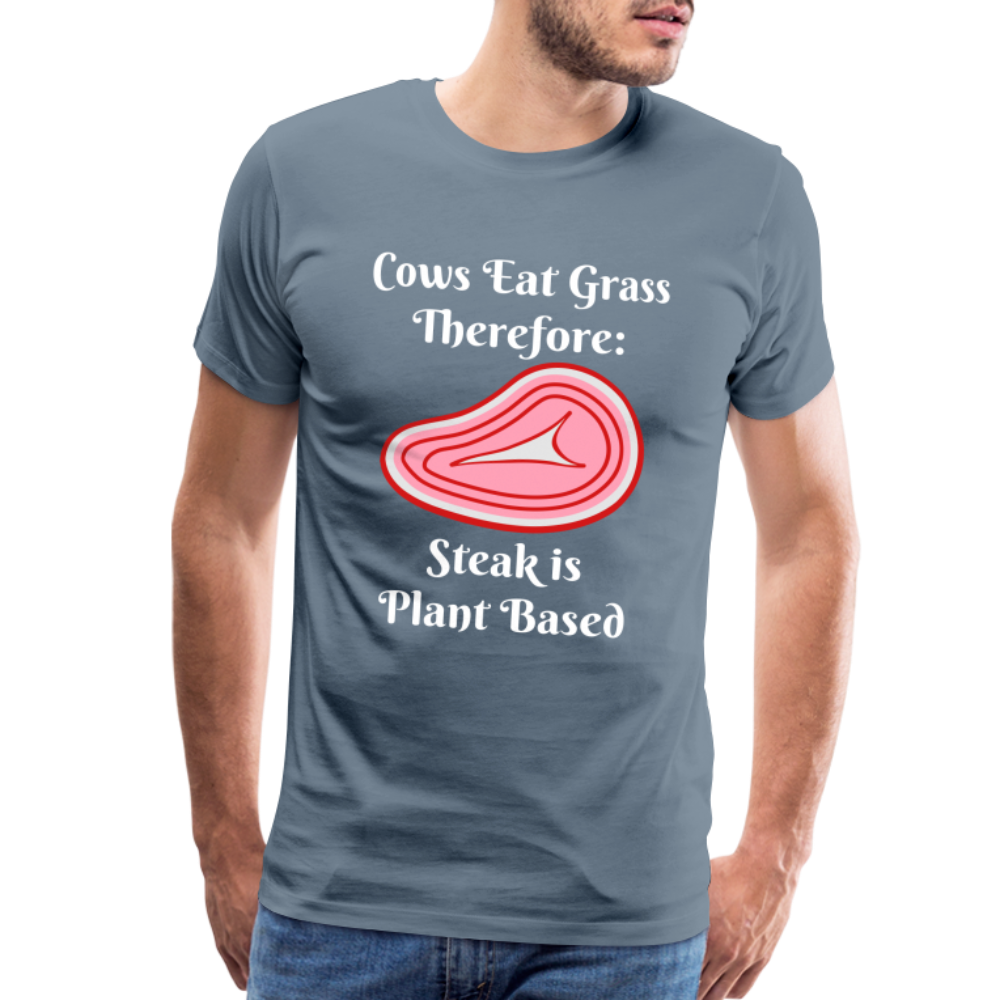 Men's Cows Eat Grass Therefore - steel blue