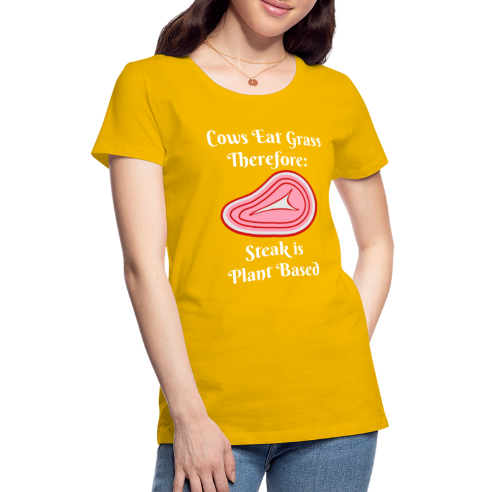 Women’s Cows Eat Grass Therefore - sun yellow