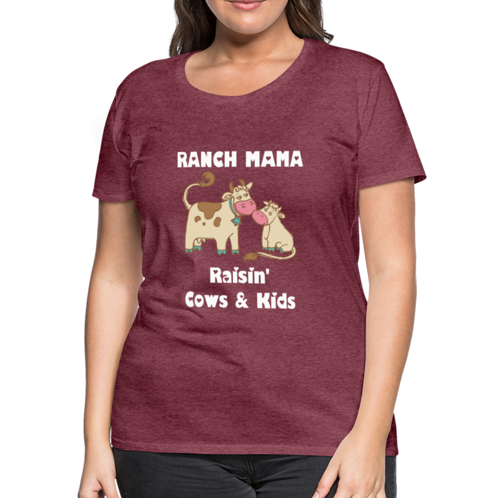 Women’s Ranch Mama Raisin' Cows & Kids - heather burgundy
