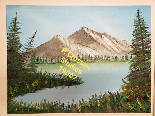 Painting, Oil, Mountains with Pine Trees 19007