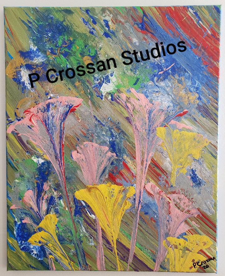 Painting, Acrylic, Trumpet Flowers 20013