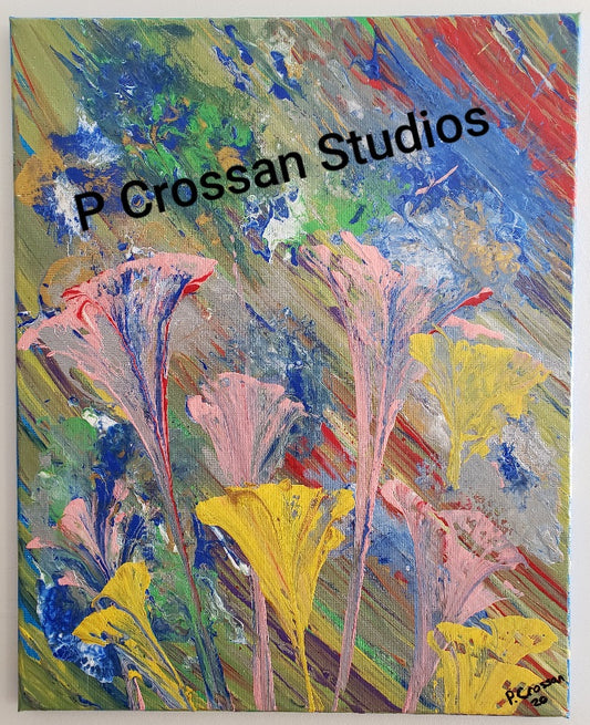 Painting, Acrylic, Trumpet Flowers 20013