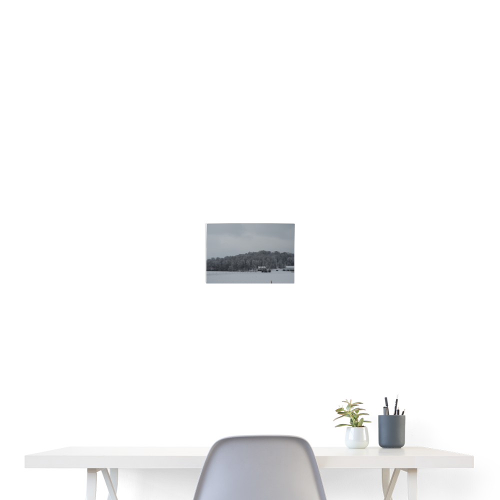 Winter Farm 24x18 Print - white