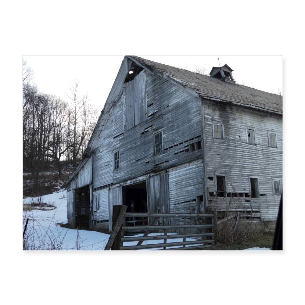 Amish Barn 24x18 Print - white