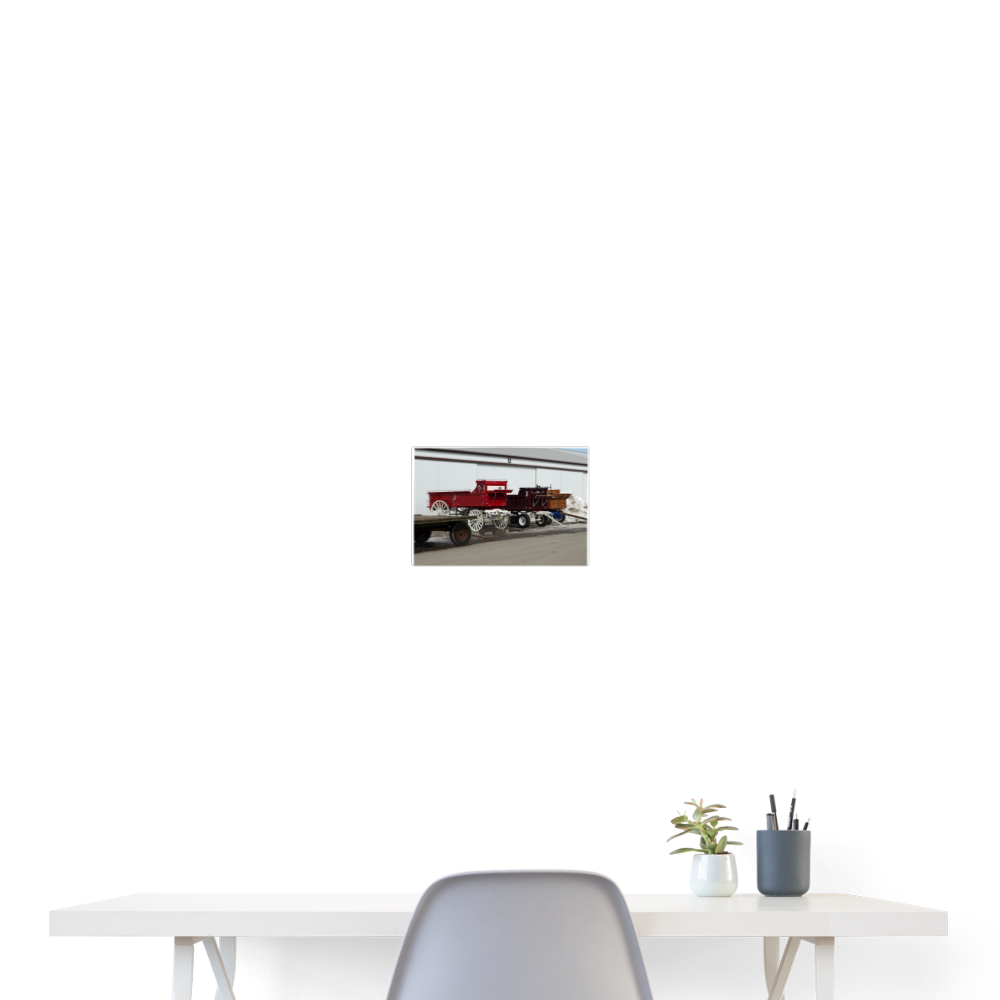 Horse Drawn Wagons 24x18 Print - white