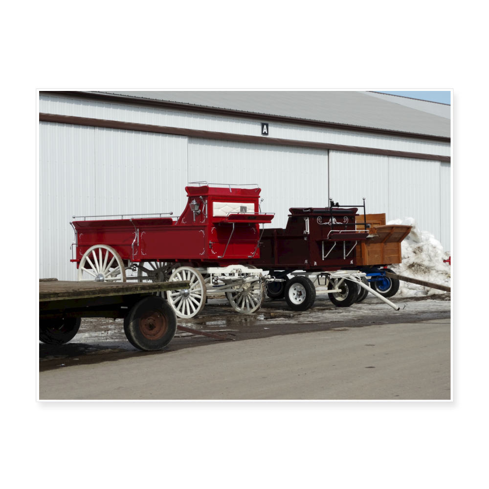 Horse Drawn Wagons 24x18 Print - white