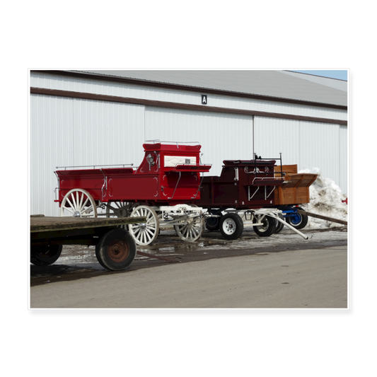 Horse Drawn Wagons 24x18 Print - white