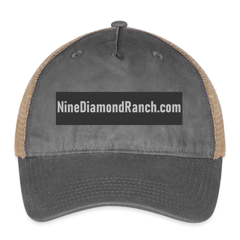 Hat, Nine Diamond Ranch Pigment Dyed Trucker Hat - washed black/beige