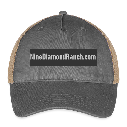 Hat, Nine Diamond Ranch Pigment Dyed Trucker Hat - washed black/beige