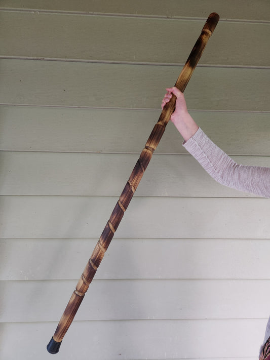 Hiking Stick Spiral Design Shou Sugi Ban and Tung oil