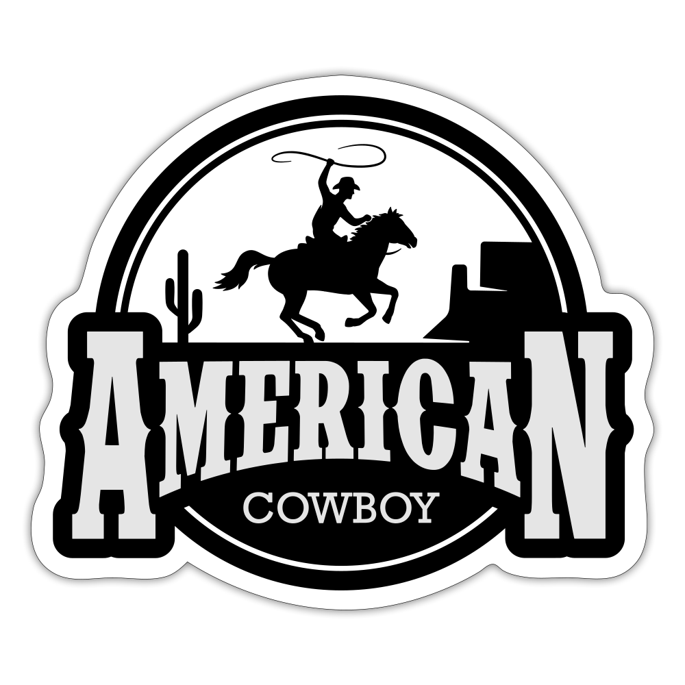 Sticker, American Cowboy - white matte