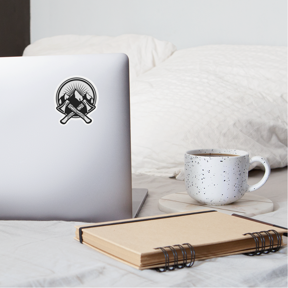 Sticker, Mountain with Crossed Hatchets - white matte