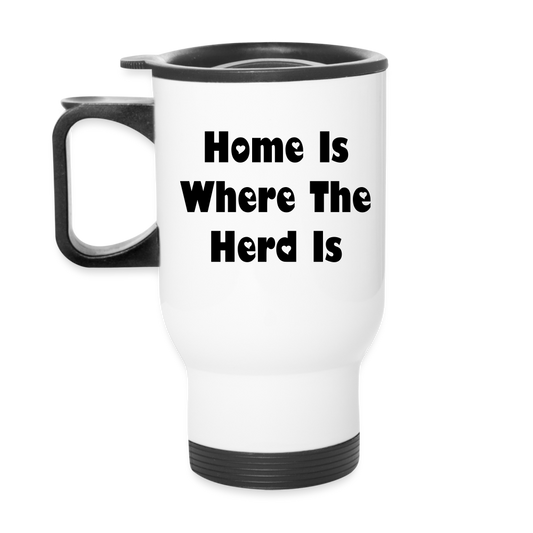 Travel Mug 14oz, Home Is Where The Herd Is - white