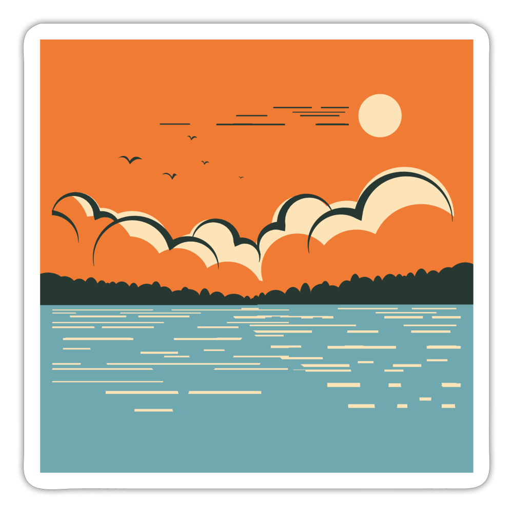 Sticker, Across the Lake - white matte