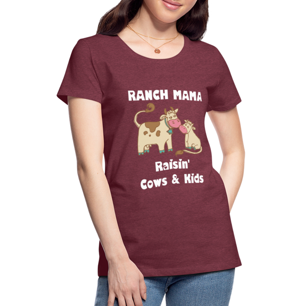 Women’s Ranch Mama Raisin' Cows & Kids - heather burgundy