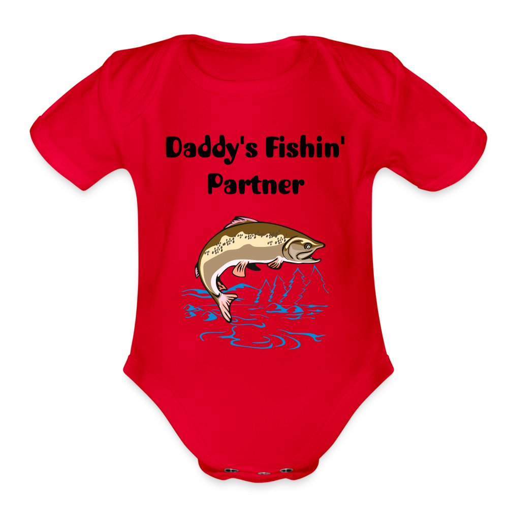 Organic Baby Daddy's Fishin' Partner - red
