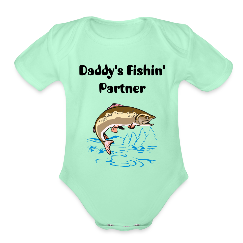 Organic Baby Daddy's Fishin' Partner - light mint